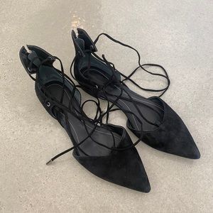 KENDALL & KYLIE lace up flat shoes black suede size 8